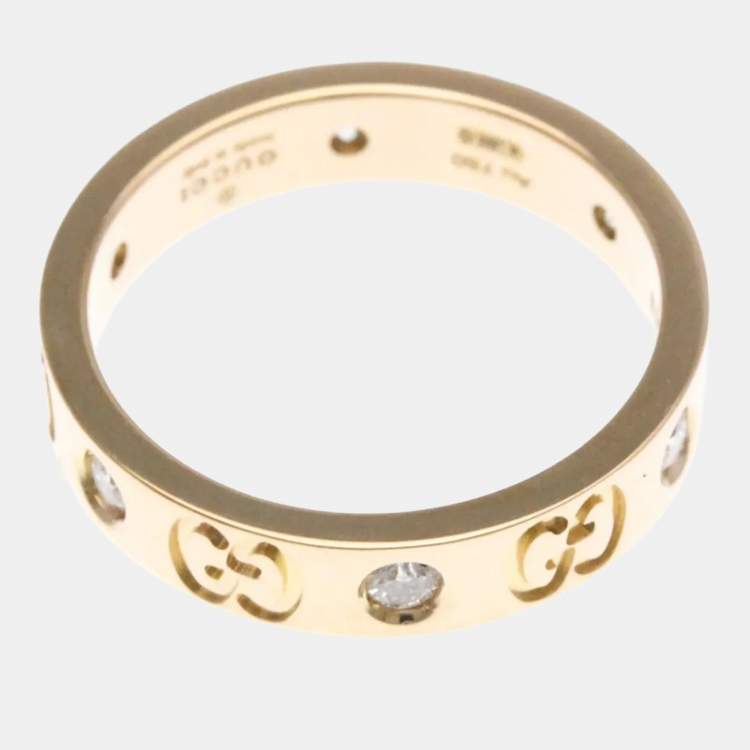 Pre Owned Gucci Icon Diamond 18K Pink Gold Fashion Band Ring