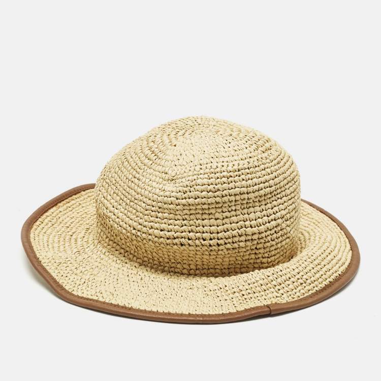 Pre Owned قبعة غوتشي بيج جي جي مزيّنة بالرافية مقاس متوسط