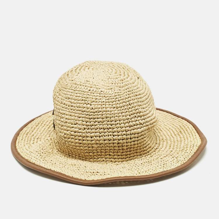 Pre Owned قبعة غوتشي بيج جي جي مزيّنة بالرافية مقاس متوسط