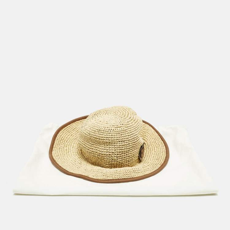 Pre Owned قبعة غوتشي بيج جي جي مزيّنة بالرافية مقاس متوسط