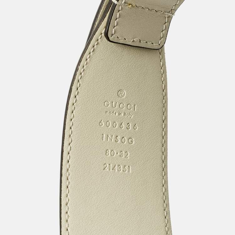Pre Owned Gucci Horsebit 80 CM Waist Belt Off White Leather