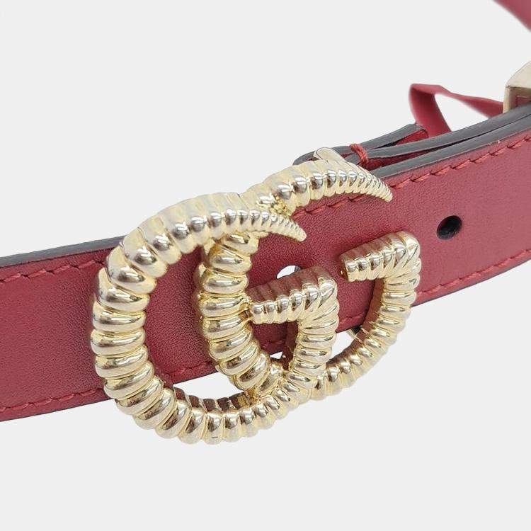 Pre Owned Gucci Torchon Double G Buckle Belt (524103)