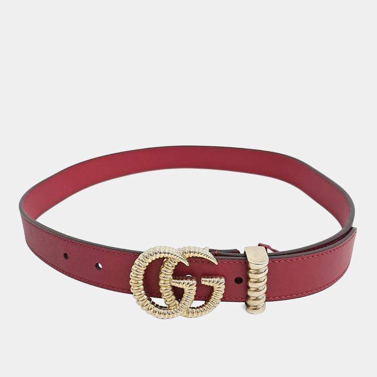 Pre Owned Gucci Torchon Double G Buckle Belt (524103)