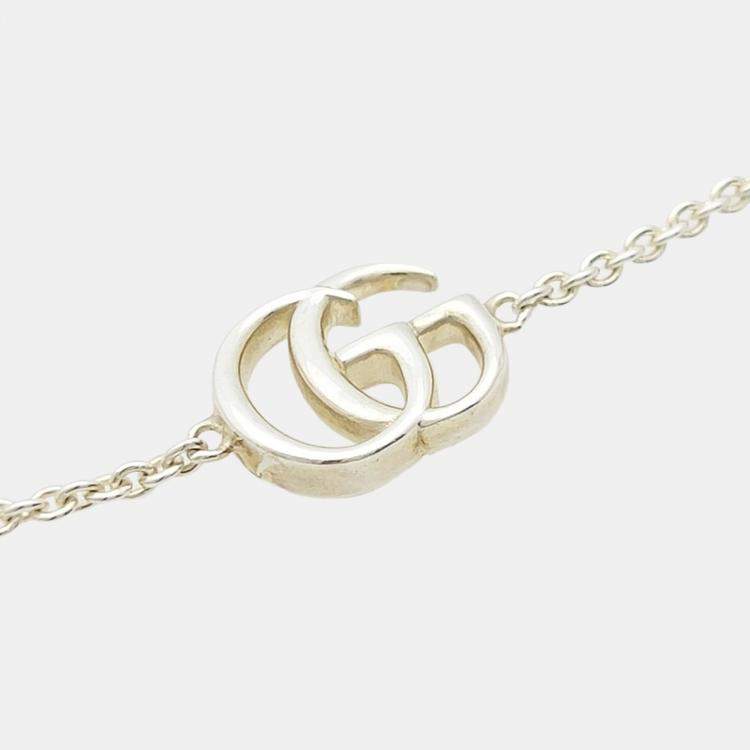 Pre Owned Gucci Silver Double G Flower Bracelet