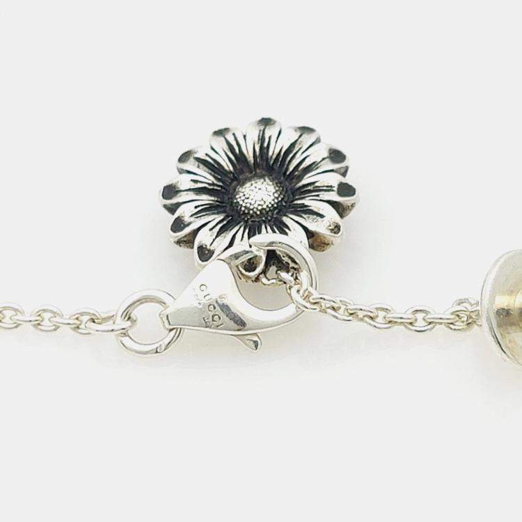 Pre Owned Gucci Silver Double G Flower Bracelet