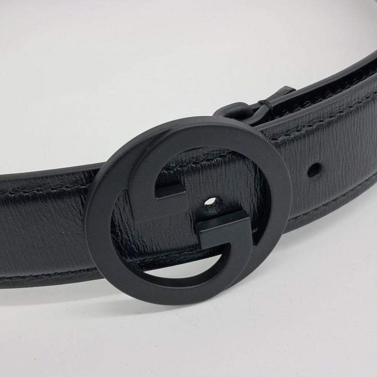 Pre Owned Gucci Blondie Black Leather Belt (734771)