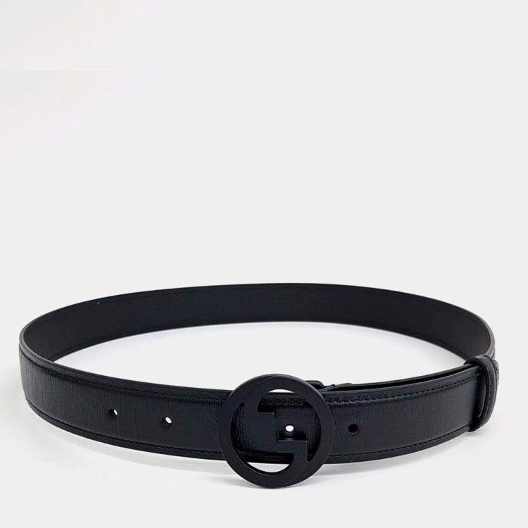 Pre Owned Gucci Blondie Black Leather Belt (734771)