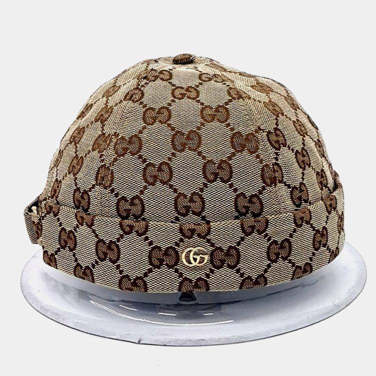 Pre Owned Gucci Beige jacquard skullcap