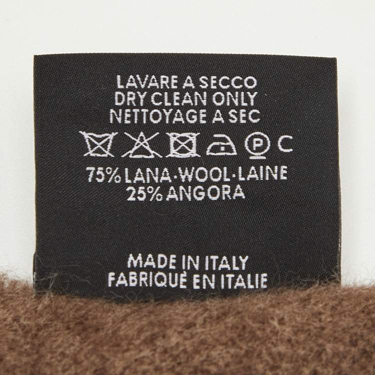 Pre Owned Gucci Brown Wool Fringed Scarf 