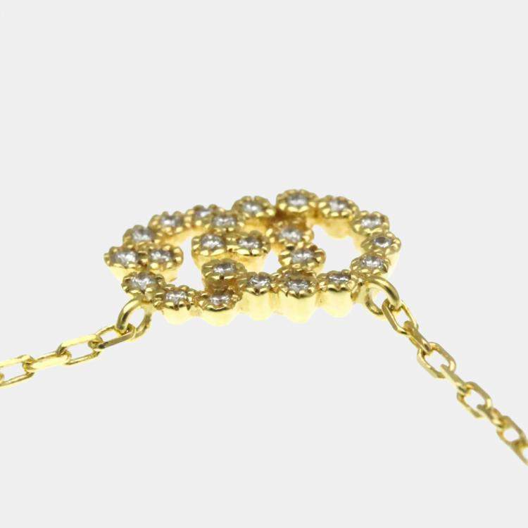 Pre Owned Gucci GG Diamond Necklace Yellow Gold 18K Diamond Pendant Necklace Gold