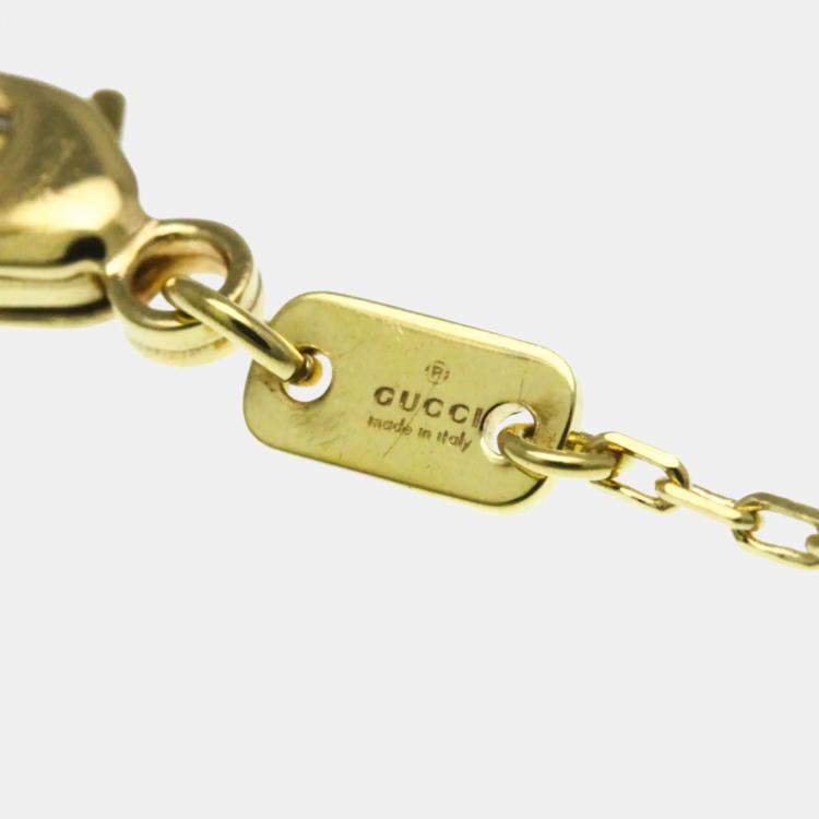 Pre Owned Gucci GG Diamond Necklace Yellow Gold 18K Diamond Pendant Necklace Gold