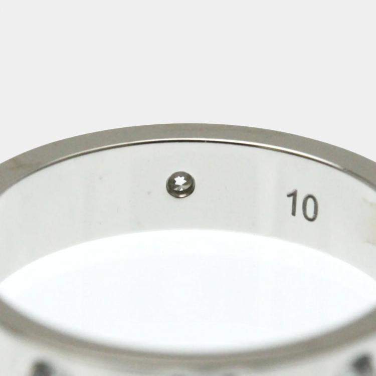 Pre Owned Gucci Icon Diamond Ring White Gold 18K Fashion Diamond Band Ring Silver US 10