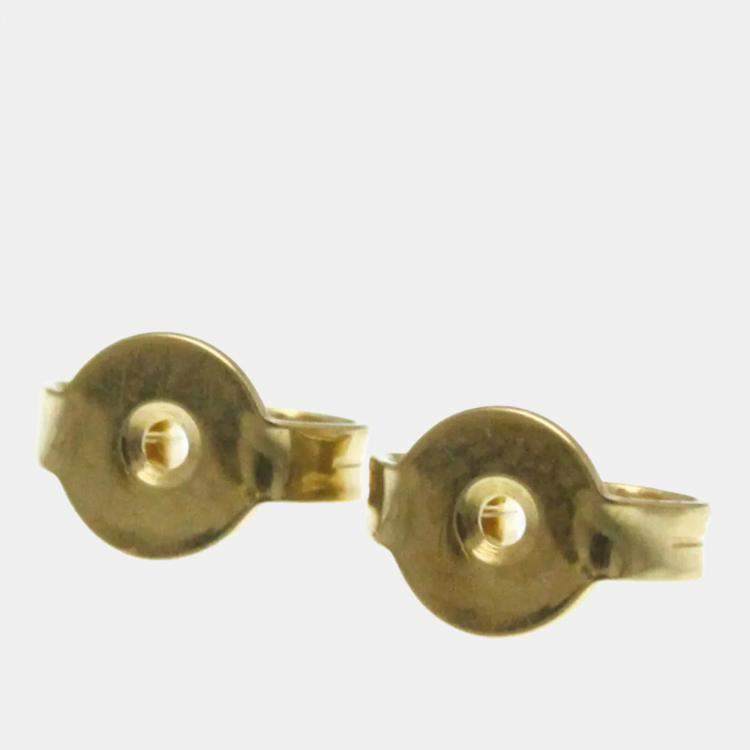 Pre Owned Gucci Icon Toile Earrings No Stone Yellow Gold 18K Stud Earrings Gold
