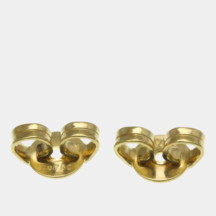 Pre Owned Gucci Icon Toile Earrings No Stone Yellow Gold 18K Stud Earrings Gold