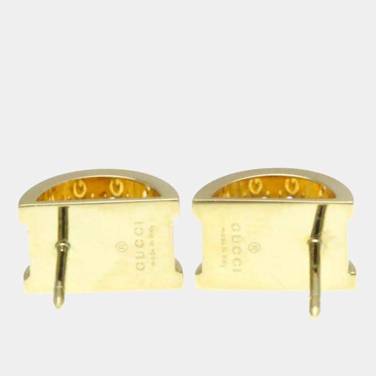 Pre Owned Gucci Icon Toile Earrings No Stone Yellow Gold 18K Stud Earrings Gold