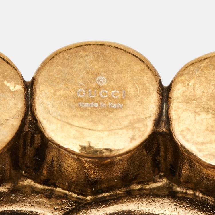 Pre Owned Gucci GG Marmont Crystal Gold Tone Pin Brooch