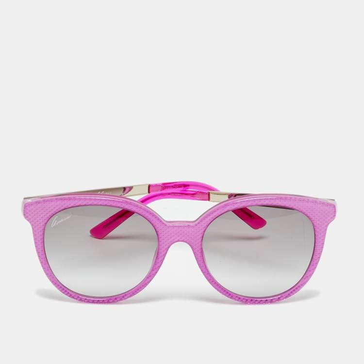 Pre Owned Gucci Pink/Grey Gradient GG 3674/S Frame Round Sunglasses