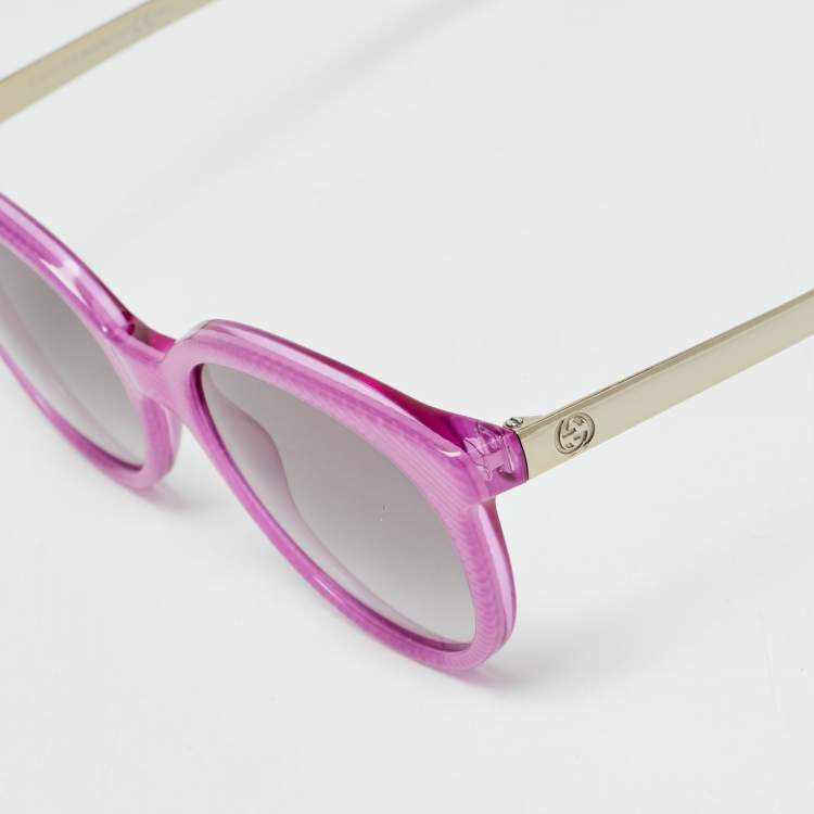 Pre Owned Gucci Pink/Grey Gradient GG 3674/S Frame Round Sunglasses