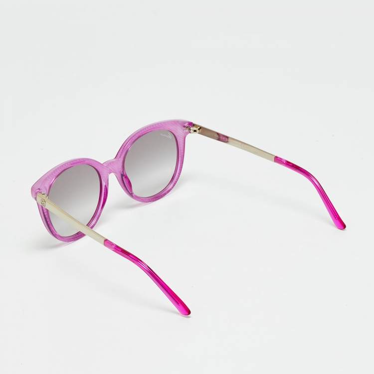 Pre Owned Gucci Pink/Grey Gradient GG 3674/S Frame Round Sunglasses