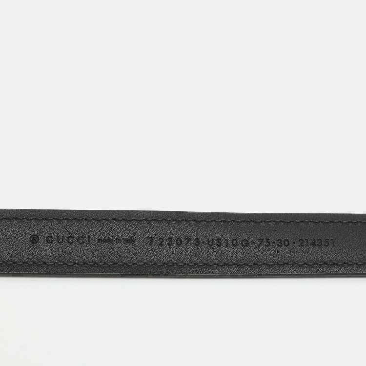 Pre Owned Gucci Blondi Black Leather Thin Belt 75CM