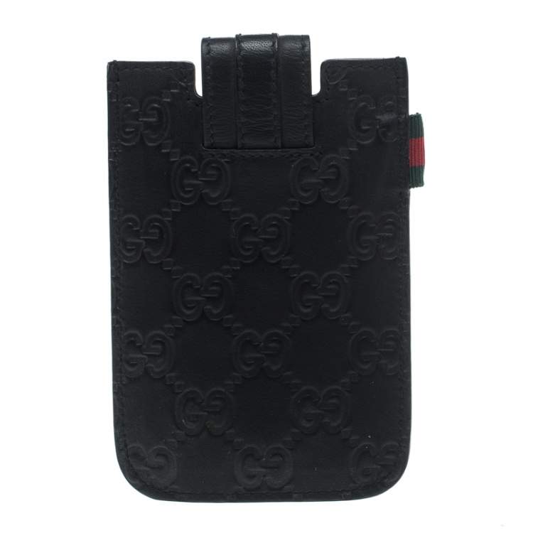 Pre Owned Gucci Black Guccissima Leather iPhone 4/4s Case
