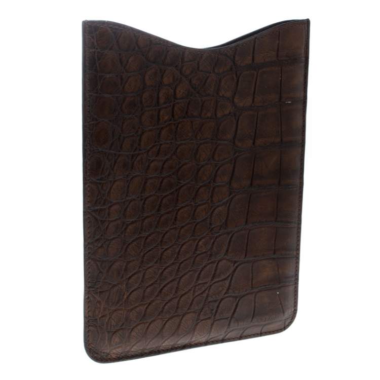 Pre Owned Gucci Brown Alligator IPad Mini Case