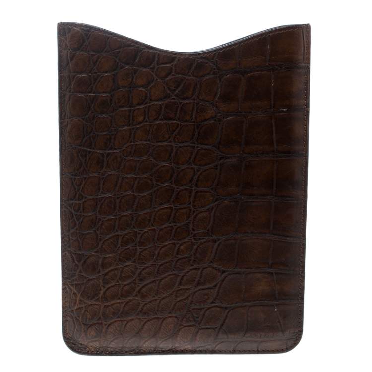 Pre Owned Gucci Brown Alligator IPad Mini Case