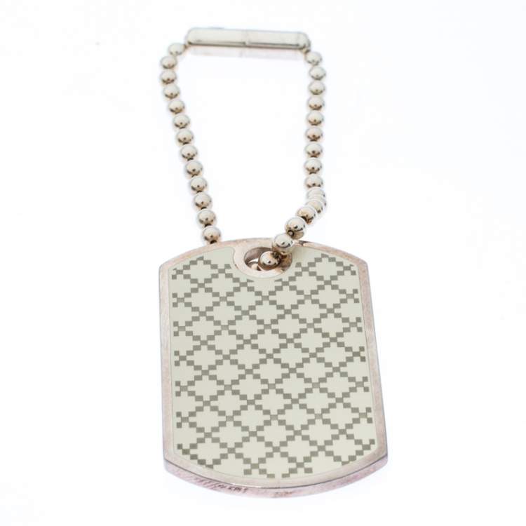 Pre Owned Gucci Enamel Silver Tag Pendant Charm