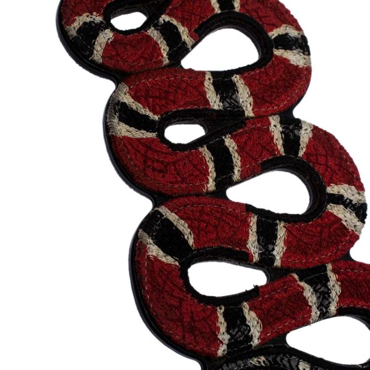 Pre Owned Gucci Red/Beige GG Supreme Canvas and Fabric Snake Bag Charm
