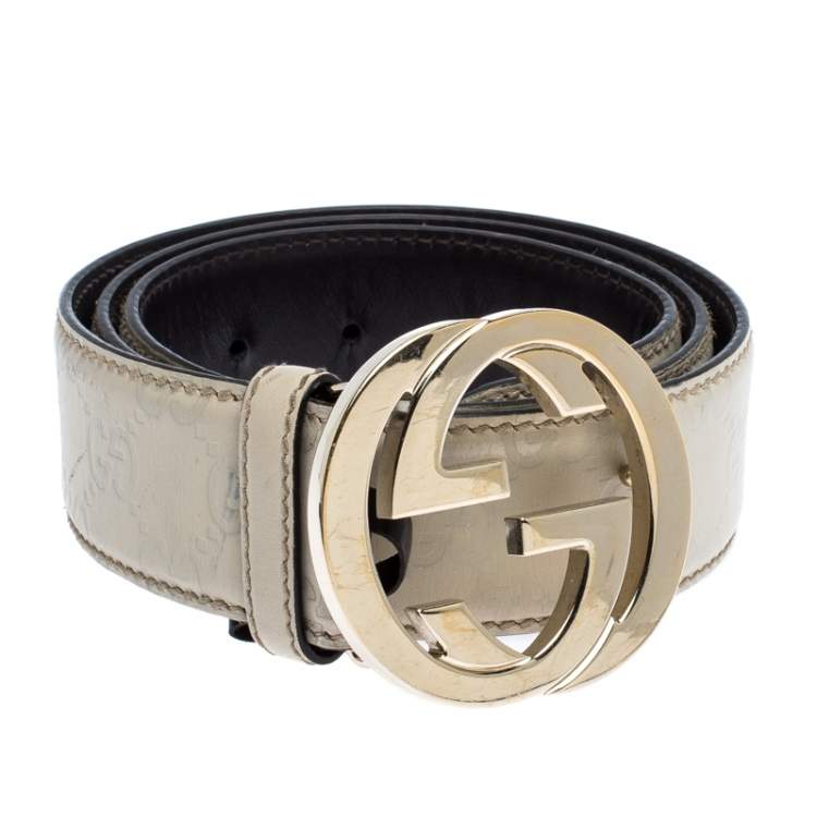 Gucci GG Leather Belt White