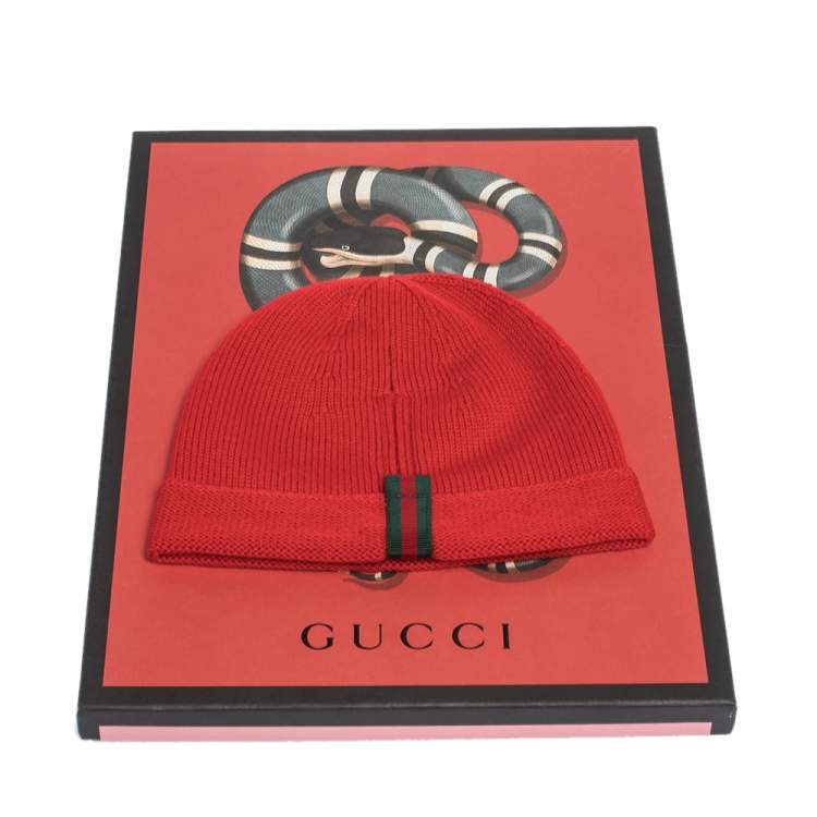 gucci web trim beanie hat