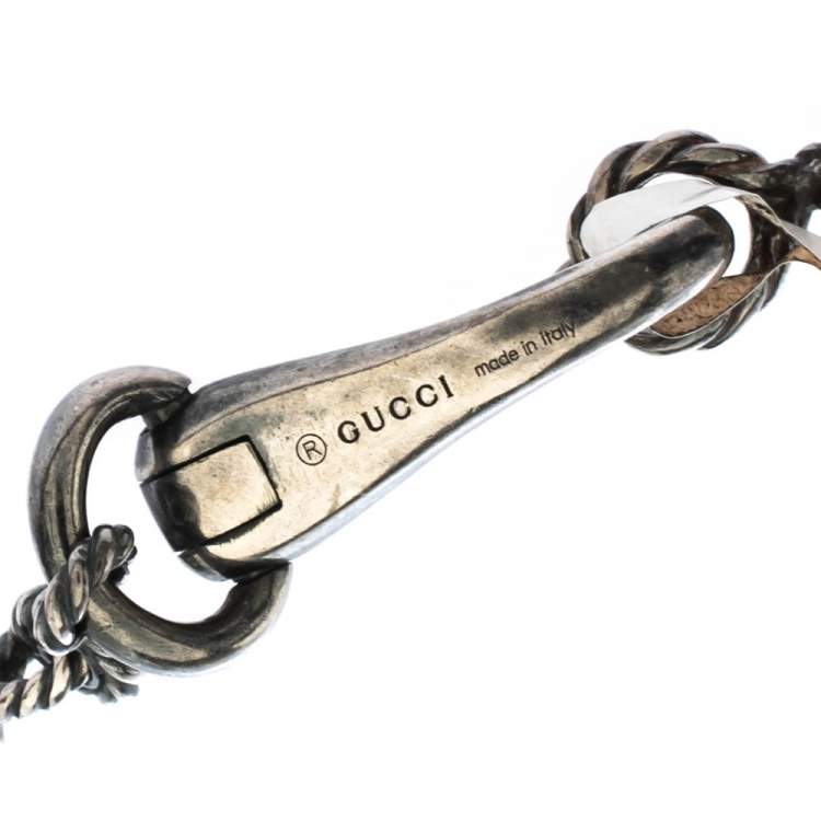 Pre Owned Gucci G Horse Head Motif Silver Pendant Necklace