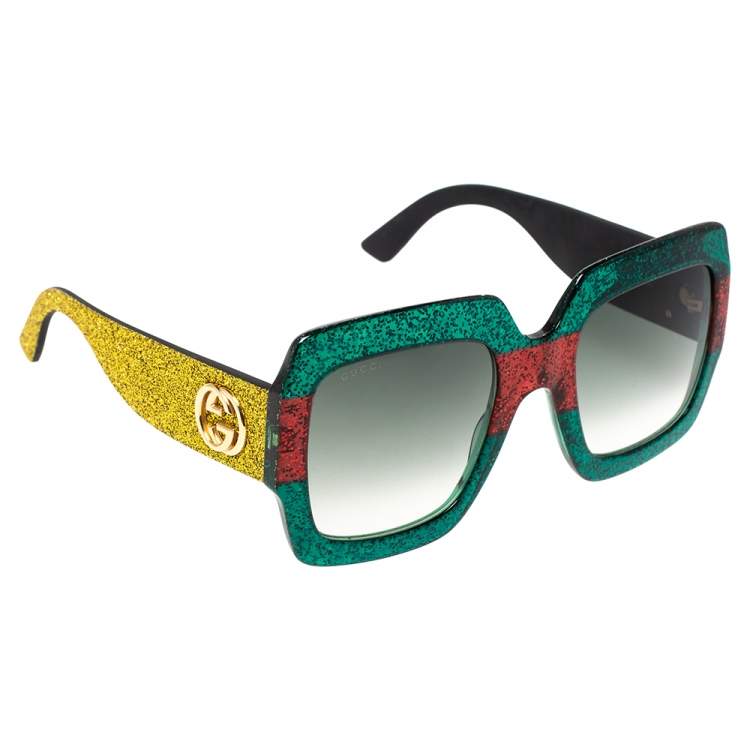 gucci glittered gradient oversized square sunglasses