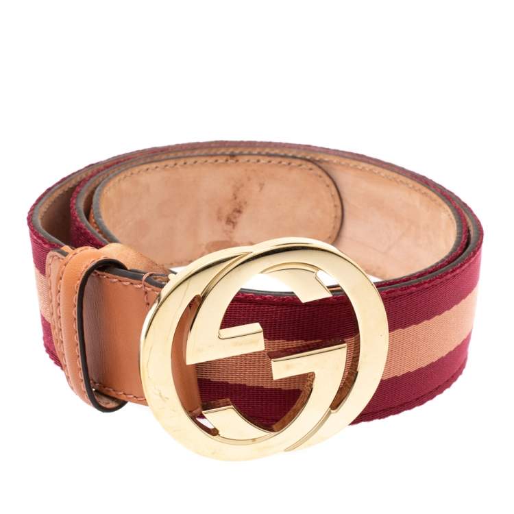 GG Marmont thin belt in pink canvas