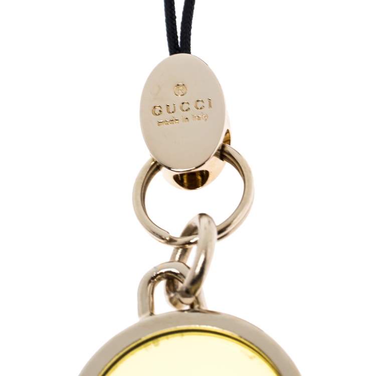 Pre Owned Gucci Logo Gold Tone Cell Phone Charm