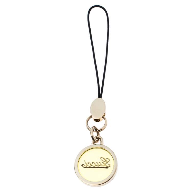 Pre Owned Gucci Logo Gold Tone Cell Phone Charm