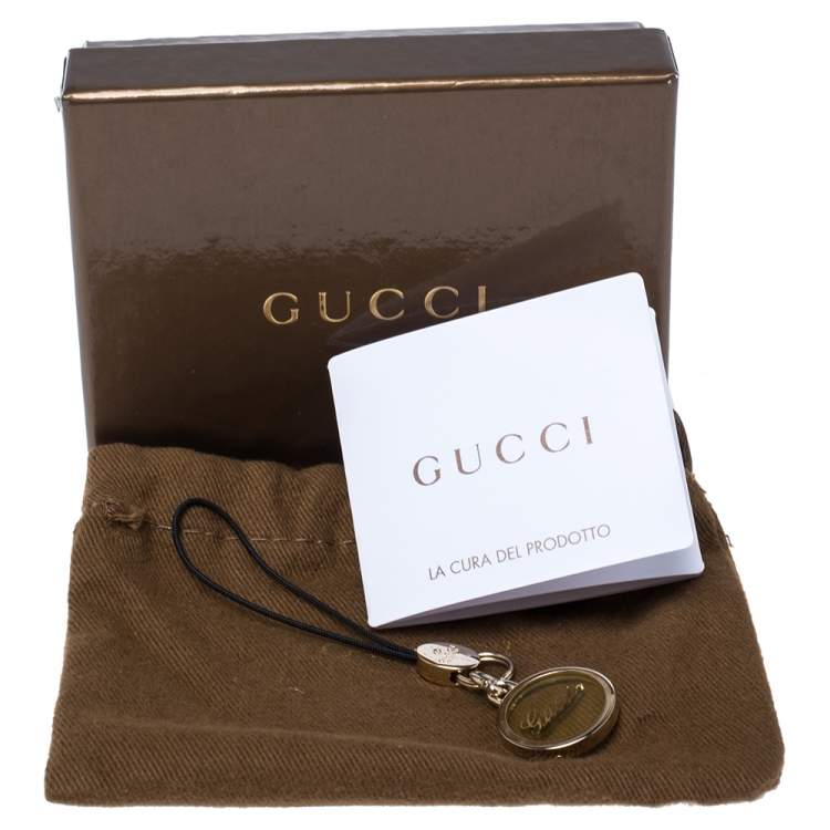 Pre Owned Gucci Logo Gold Tone Cell Phone Charm