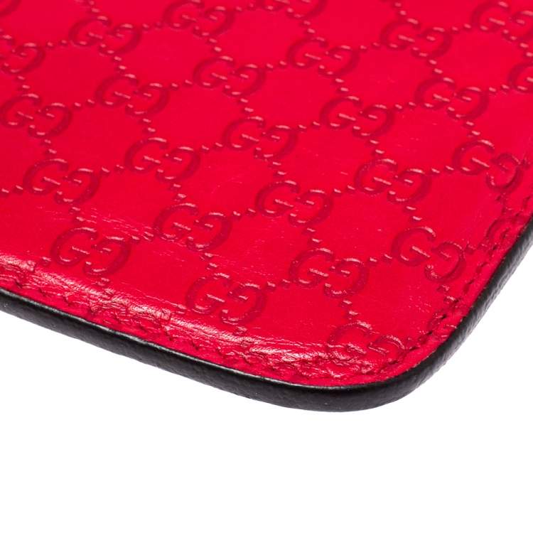 Pre Owned Gucci Red Leather Microguccissima iPhone 3&4 Case