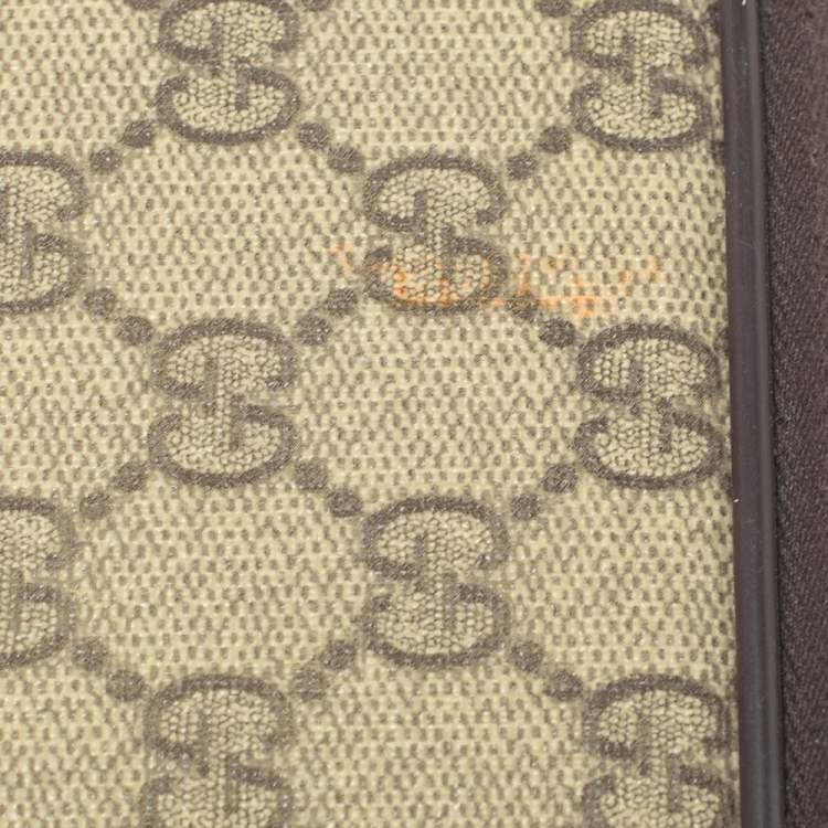 Pre Owned Gucci Beige/Ebony GG Supreme Canvas and Leather Interlocking Logo Laptop Case