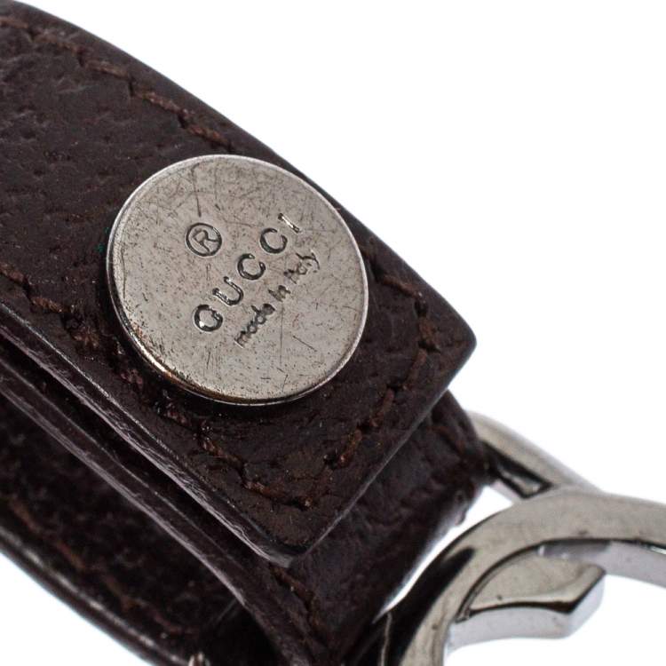 Pre Owned Gucci Web Fabric and Leather Phone Strap