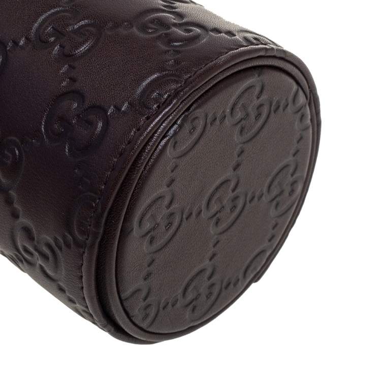 Pre Owned Gucci Dark Brown Guccissima Leather Watch Case