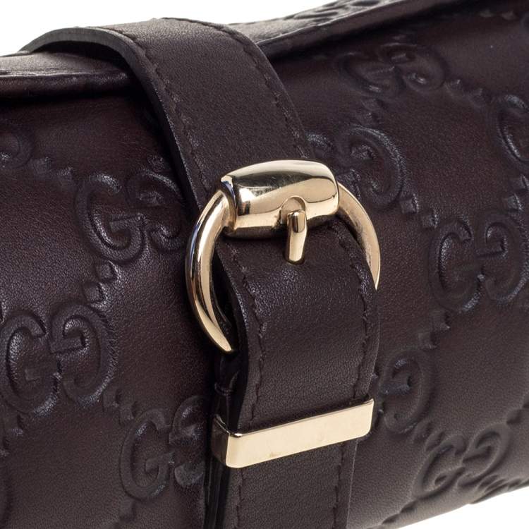 Pre Owned Gucci Dark Brown Guccissima Leather Watch Case