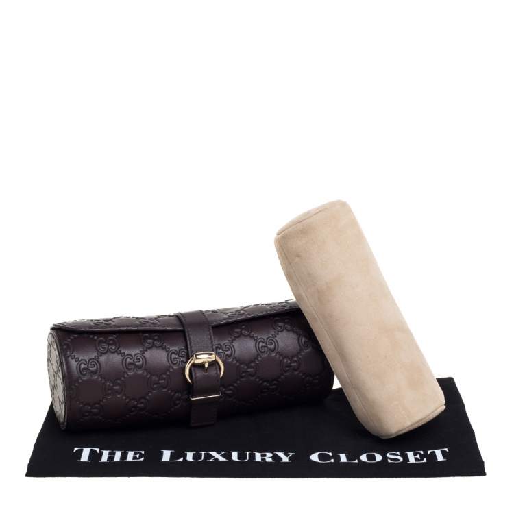 Pre Owned Gucci Dark Brown Guccissima Leather Watch Case