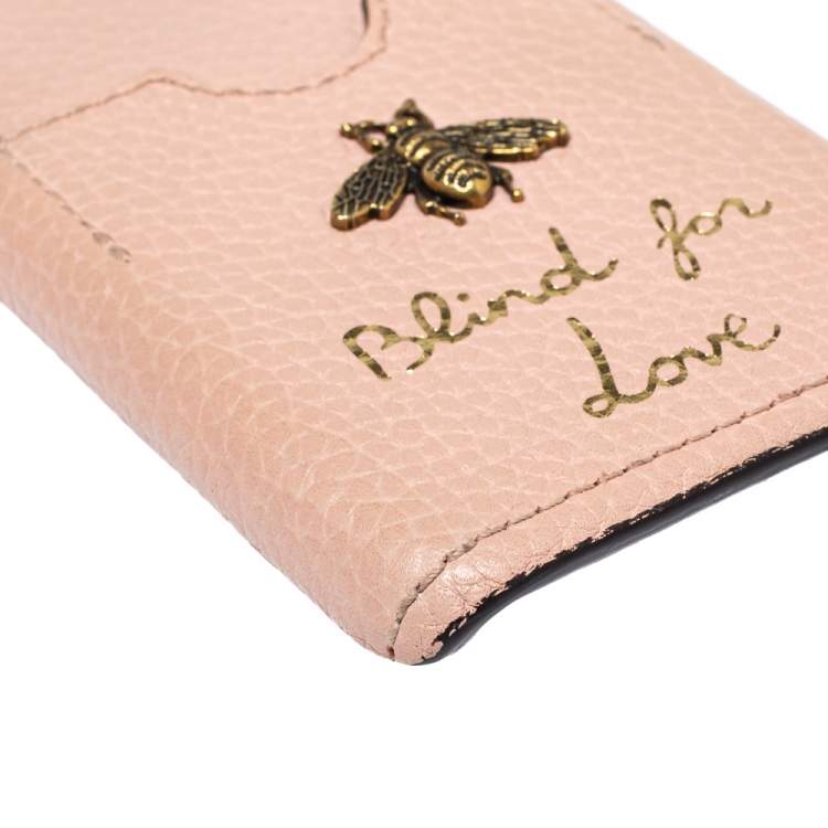 Pre Owned Gucci Pink Leather Blind For Love iPhone 7 Case
