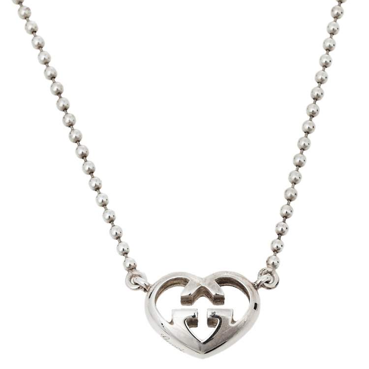 Gucci XS Heart Necklace in Silver & Blue | FWRD