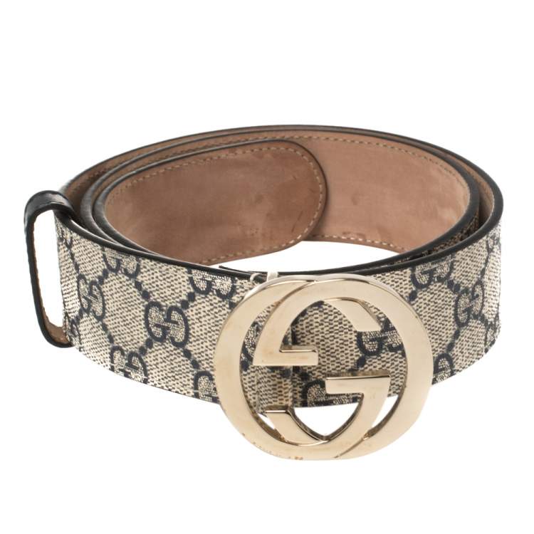 GG Supreme Beige Belt With Silver G Buckle