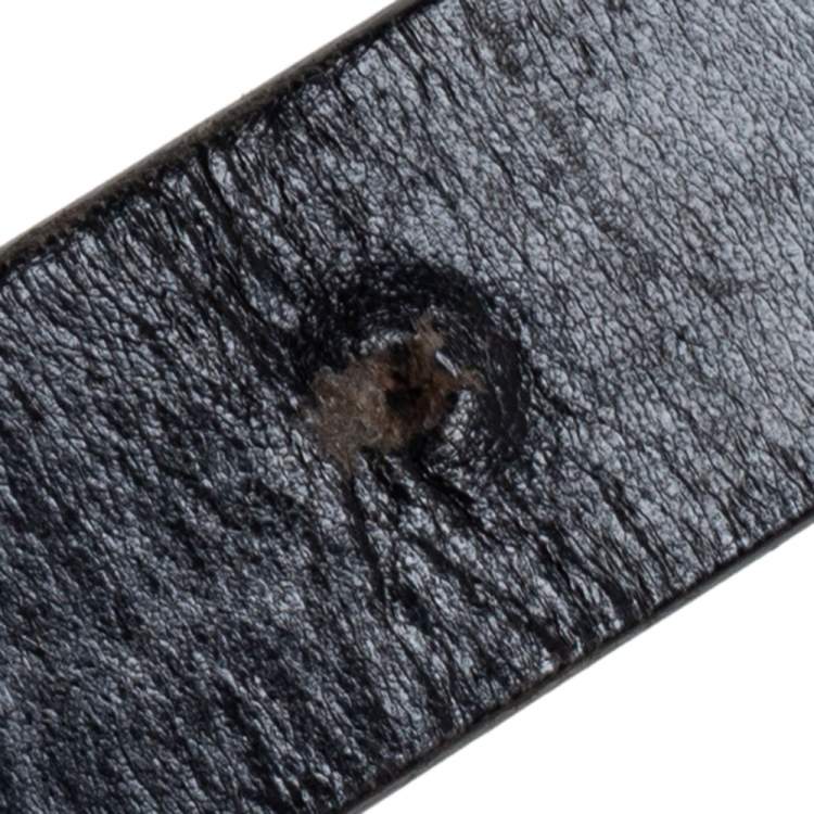 Pre Owned Gucci Black Leather G Buckle Belt 75CM