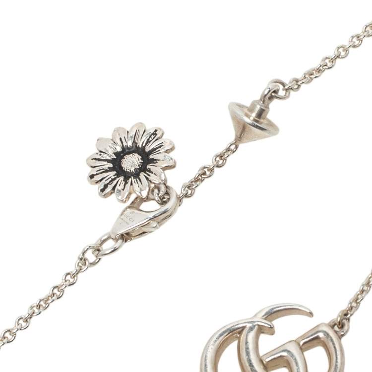 Pre Owned Gucci Double G Sterling Silver Station Bracelet