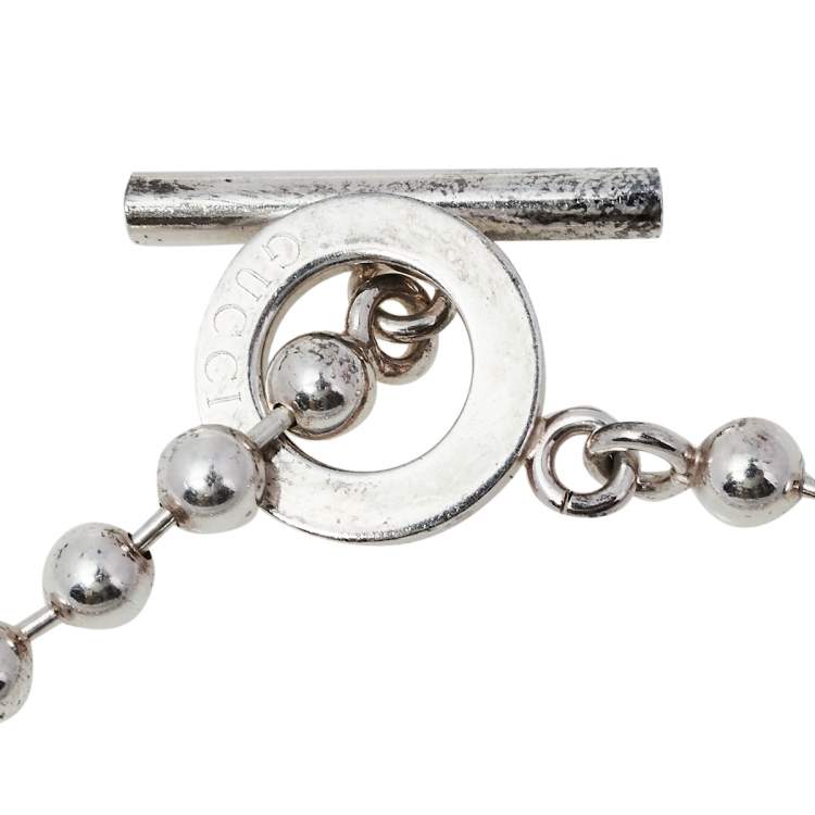 Pre Owned Gucci Sterling Silver Bead Toggle Bracelet