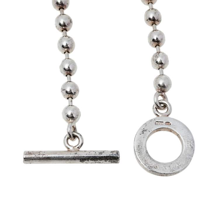 Pre Owned Gucci Sterling Silver Bead Toggle Bracelet